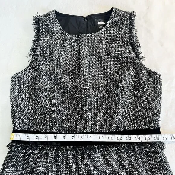 J. Crew Sparkling Constellation Sheath Dress Black Metallic Tweed Sz 12T Tall - Picture 10 of 13